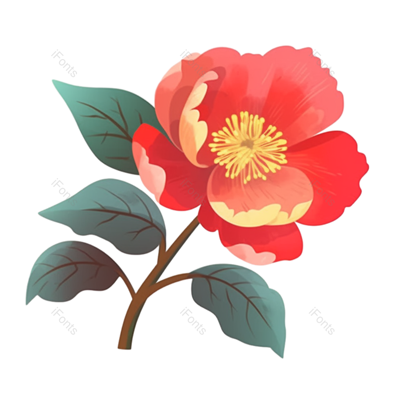 红色的花图片,格子元素,PNG,免抠素材